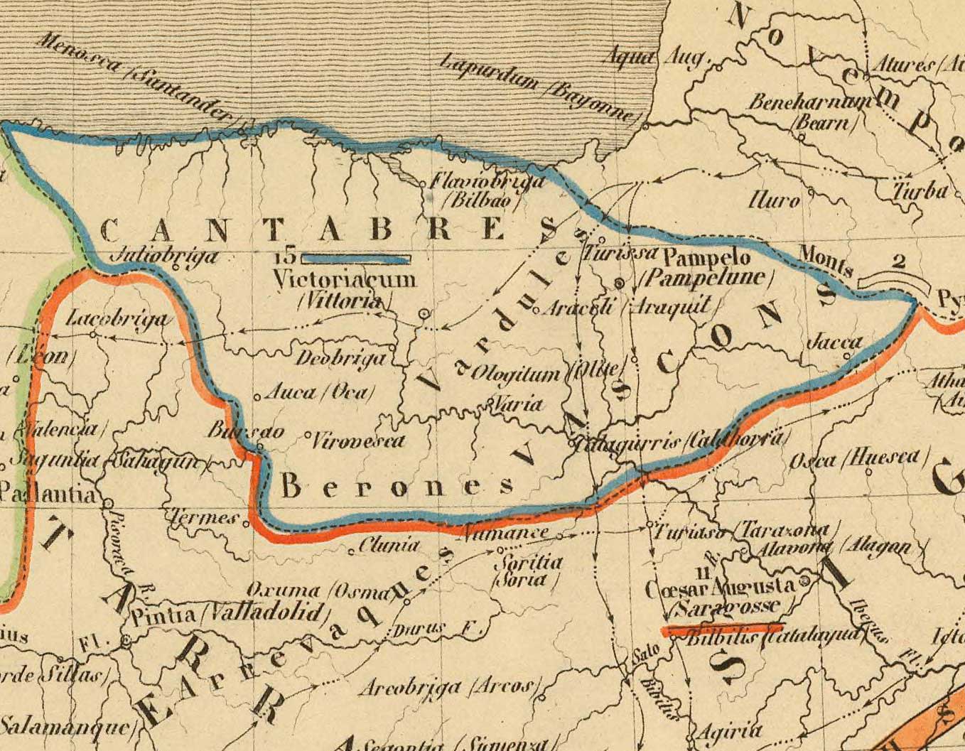 95-1 L’Espagne après l’invasion des Barbares de 409 à 585 A. HouzéAtlas Historique et Géographique de L’EspagneParis, 1843