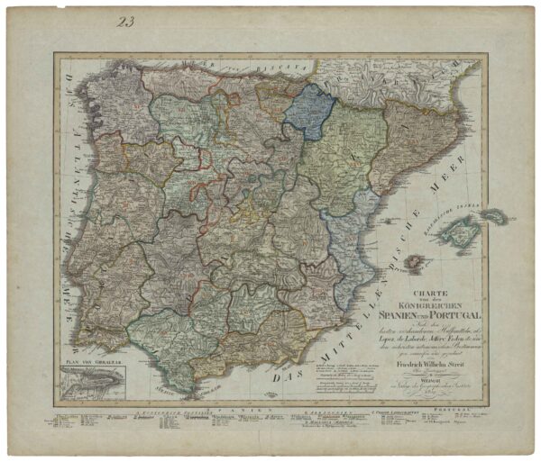 Charte von Königreinchen Spanien und Portugal Friedrich Wilhelm Streit Verlage des Geographischen Instituts Weimar Weimar, 1809