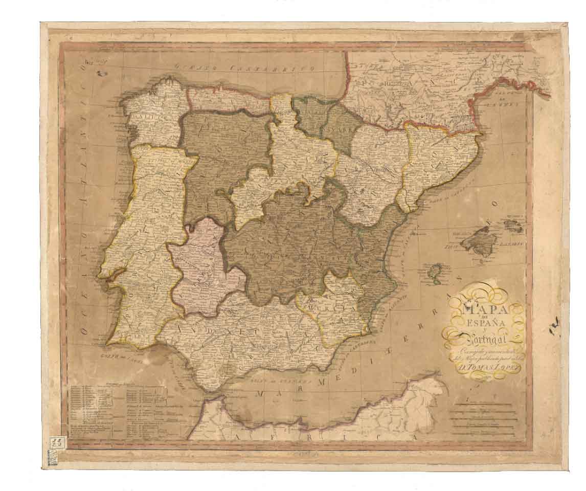 Mapa de España y Portugal eg. g. arg. g. l. g. 1810