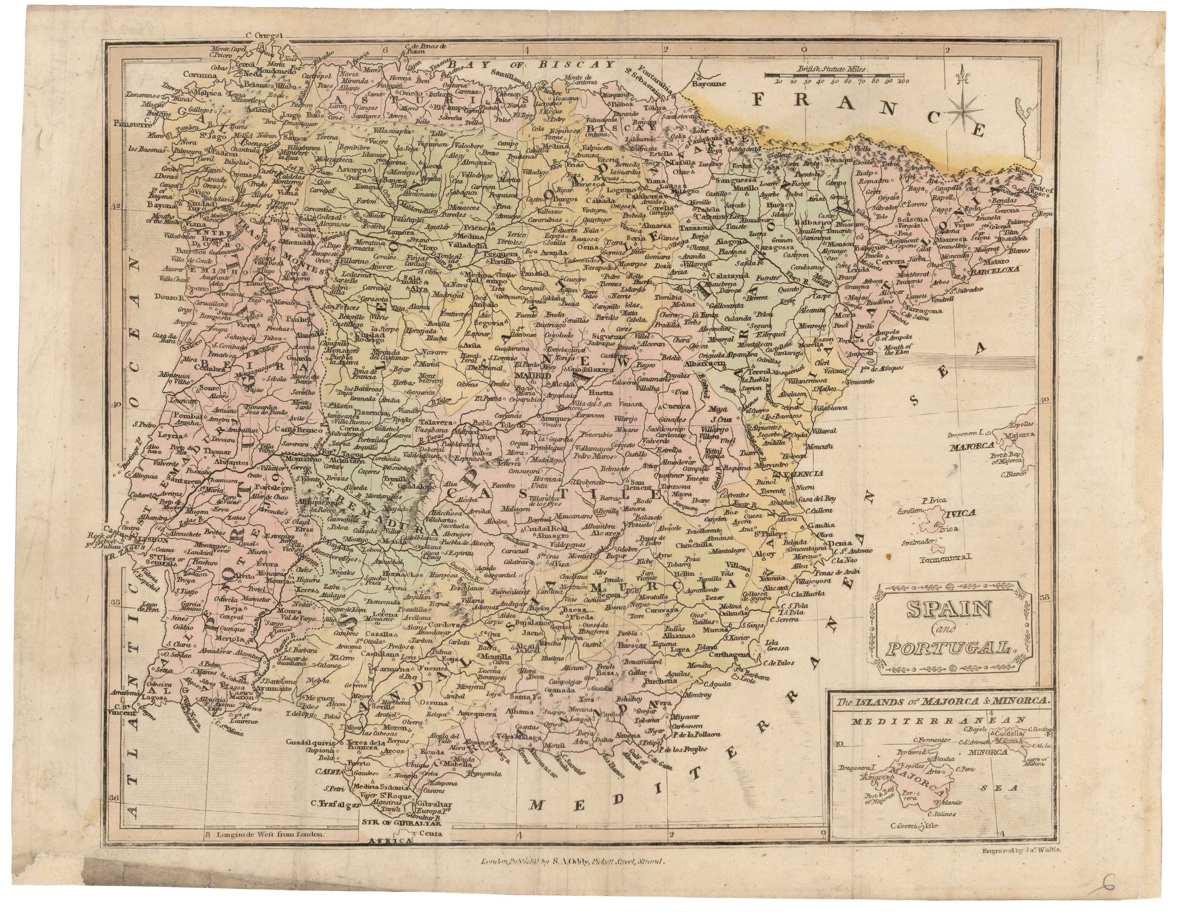 Spain and Portugal J. Wallis S.A. Oddy Londres [1811 inguru]