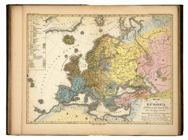 Übersicht von Ëuropa, mit ethnograph. Begränzung dereizelnen Staaten, und den Völker-Sitzenin der Mitte des19ten Jahrhunderts.Entwarfen in December 1846 von Wogh[H. Berghaus - Wolg][Justus Perthes][Gotha] [1848]