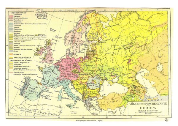 Europa. Völker - und Sprachenkarteeg. g.Bibliographisches InstitutLeipzig [1874 inguru]