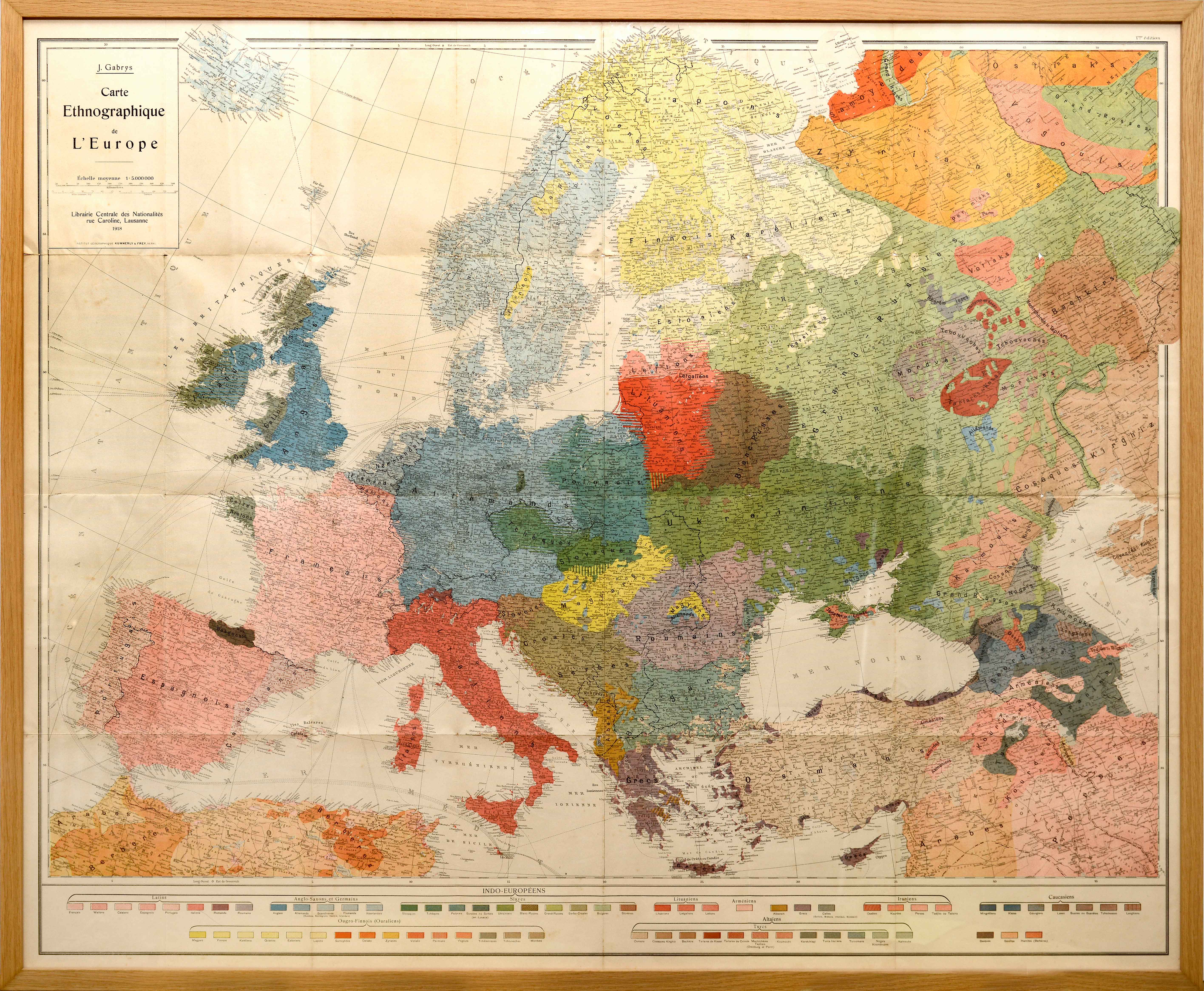 Carte ethnographique de l’Europe Juozas Gabrys Institut Géographique Kümmerly et Frey Berna, 1918