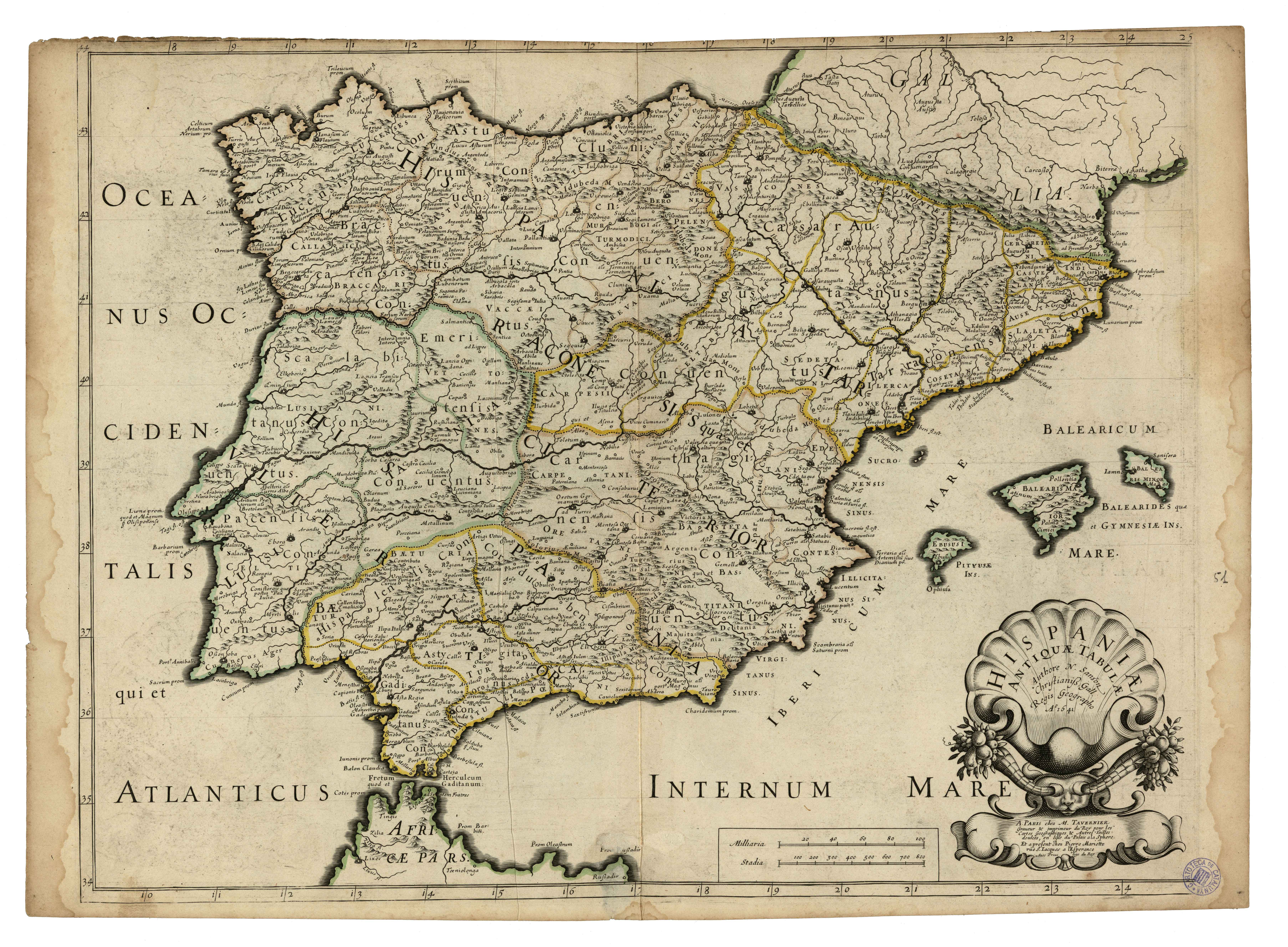 Hispaniae antiquae tabulae N. Sanson M. Tavernier Paris, 1641
