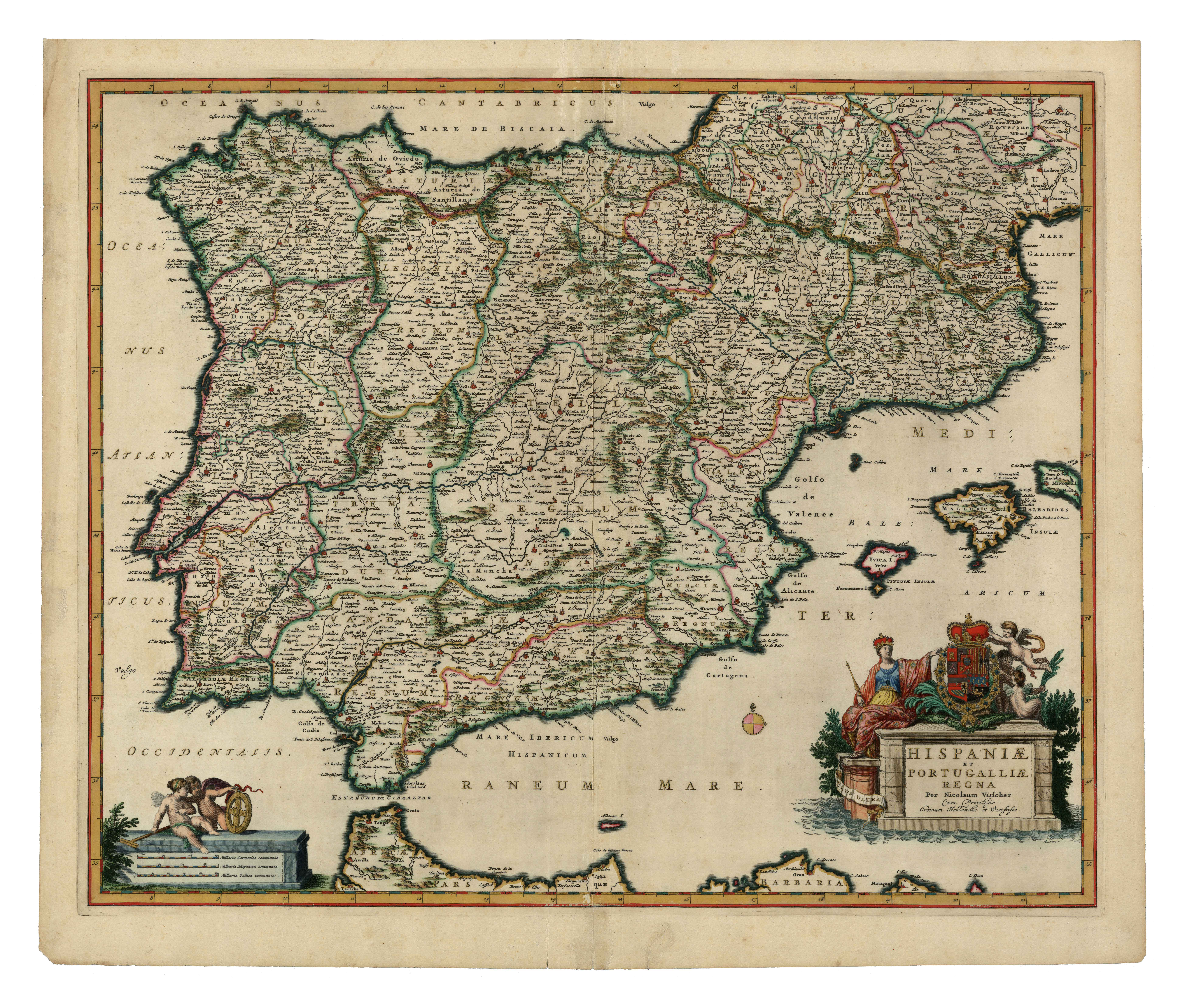 Hispaniae et Portugalliae Regna Nicolaum Visscher N. Visscher [Amsterdam] [1689 inguru]