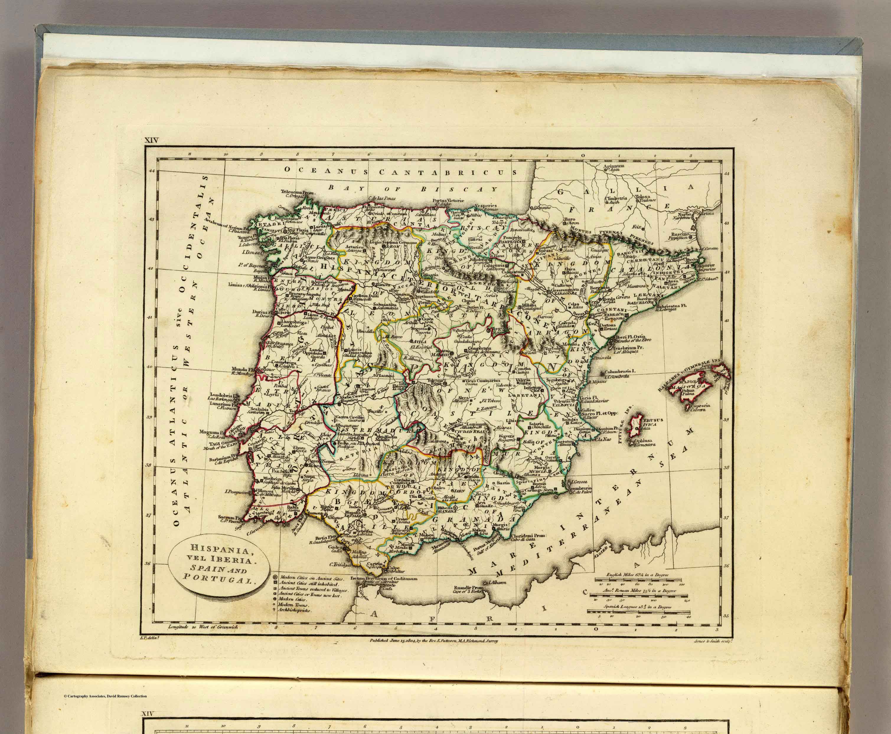 Hispania, vel Iberia. Spain and Portugal E.P. delint. Jones & Smith Patteson, Surrey l. g. 1804