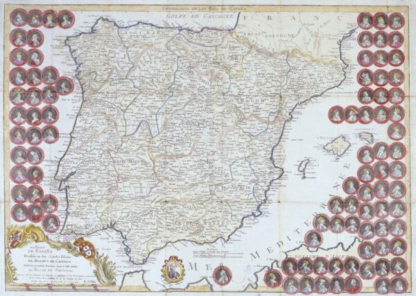 El reyno de España dividido en dos grandes estados de Aragón y de Castilla, subdividido en muchas provincias, donde se halla también el Reino de Portugal Louis Joseph Mondhare L. Mondhare Paris, 1809